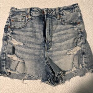American Eagle Outfitters Light Blue Distressed Jean Shorts